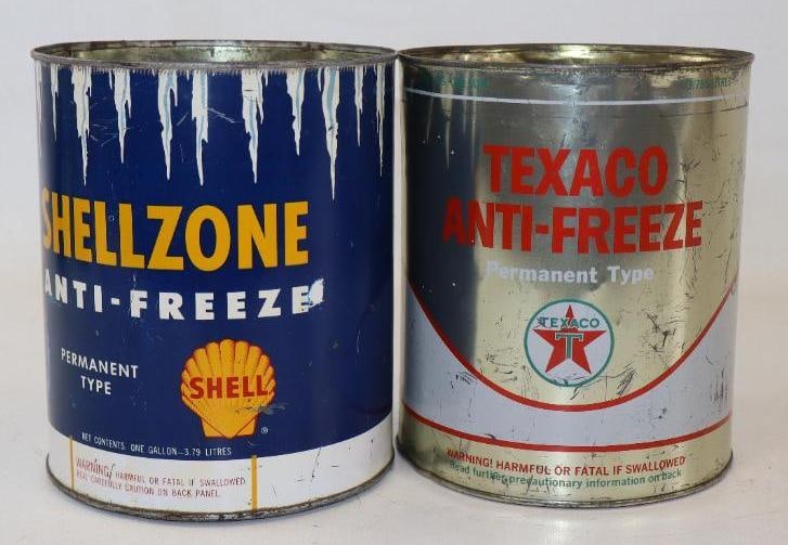 Group of 2 Texaco And Shellzone One Gallon Antifreeze Oil Cans (1 of 2)