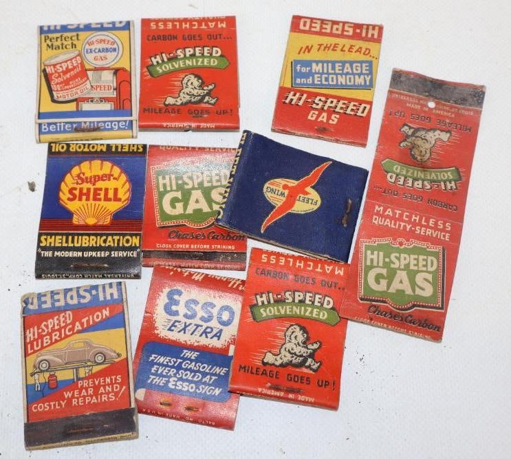 Group of 10 Hi-Speed, Fleetwing, Shell and Esso Gasoline Advertising Match Books (1 of 4)