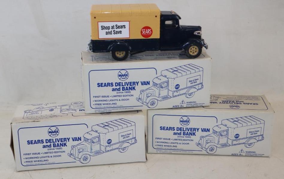 Group of 3 Marx 1935 Sears Delivery Van and Bank in Original Box (1 of 2)