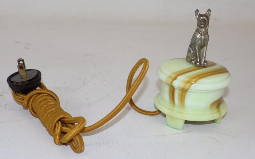 Plug In Glass Marbled Cigarette Lighter w/ German Shepard Handle (1 of 2)