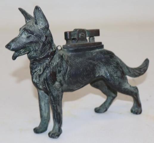 Brass German Shepard Table Top Lighter (1 of 2)