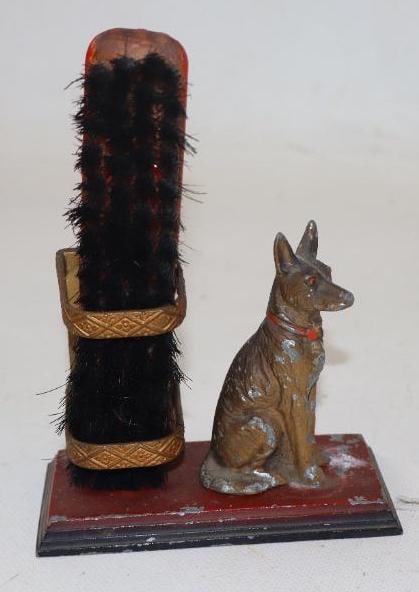 Ornate German Shepard Brush Holder From Austria: 4.25" x 2.25" x 5.75"