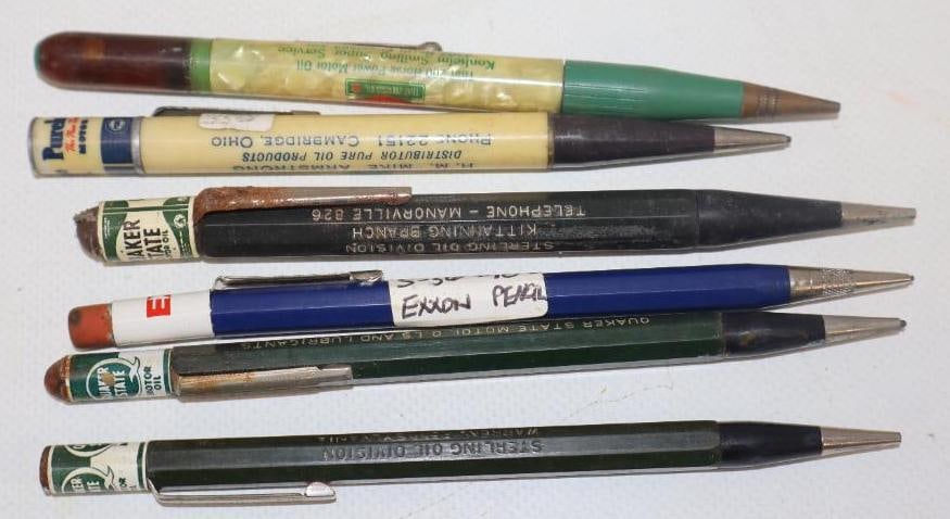 Group of 6 Quaker State, Exxon, Pure and William Penn Advertising Pencils (1 of 2)