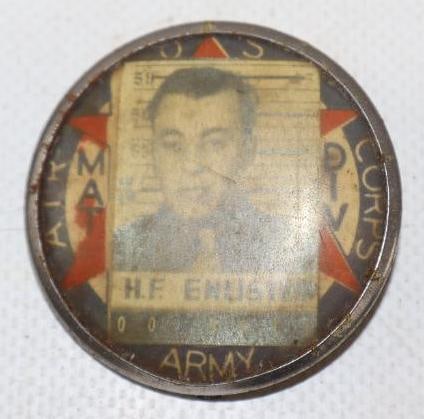 WWII Army Air Corps Employee Pin Back Badge: 1.75" diameter