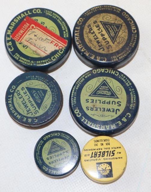 Group of 6 C&E Marshall Company Jewelers Supplies Advertising Tins (1 of 2)