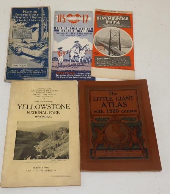 Group of 5 Yellow Stone National Park, Virginia Highway, Bear Mountain Bridge, US 17 And 1920 Atlas (1 of 2)