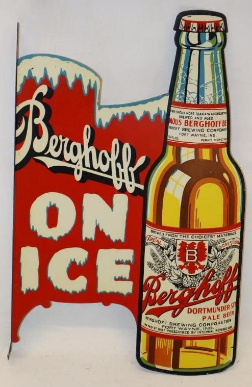 Graphic Die Cut Berghoff Beer Litho Flange Sign (1 of 10)
