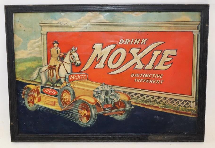 Desirable Embossed Graphic Moxie Soda Advertising Sign (1 of 6)