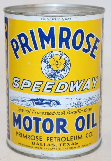 Primrose Motor Oil One Quart Metal Motor Oil Can of Dallas, TX (1 of 6)