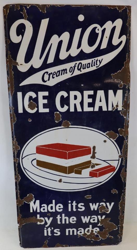 Graphic Porcelain Union Ice Cream "Lighthouse" Advertising Sign (1 of 5)
