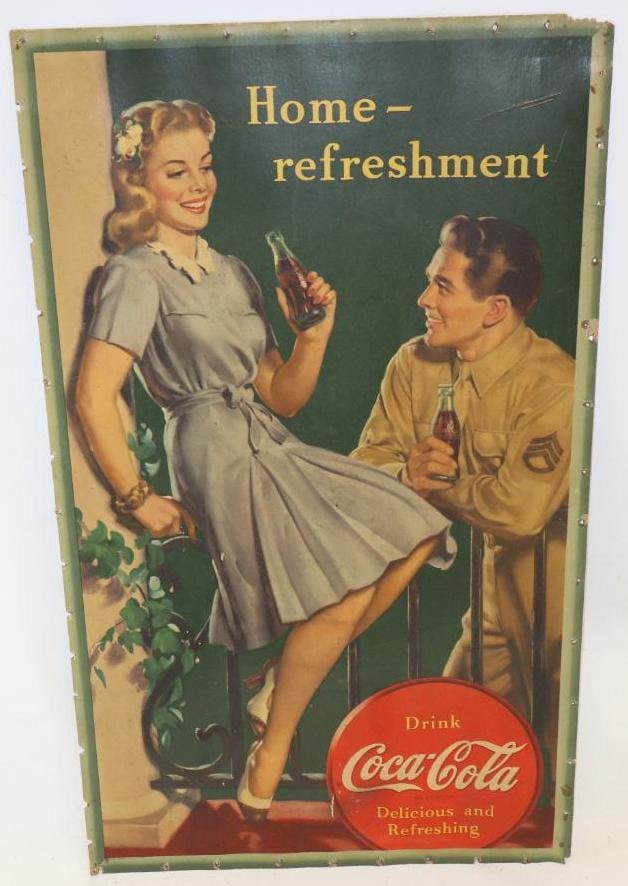 Large War-Time Coca-Cola "Home Refreshment" Cardboard Advertising Display Sign (1 of 7)