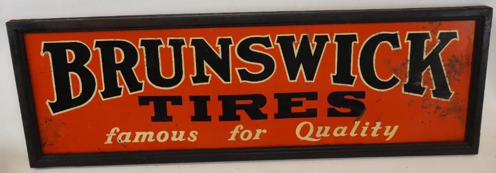 Brunswick Tires Horizontal Advertising Sign with Wood Frame (1 of 9)