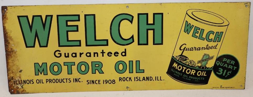 Graphic Welch Motor Oil Tin Tacker Sign (1 of 5)