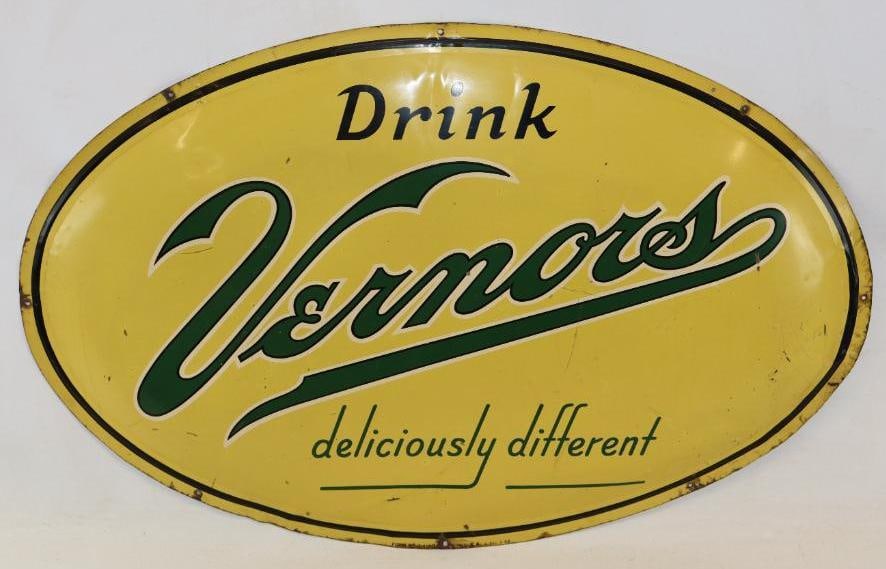 Large Drink Vernors Embossed Oval Ginger Ale Sign (1 of 10)