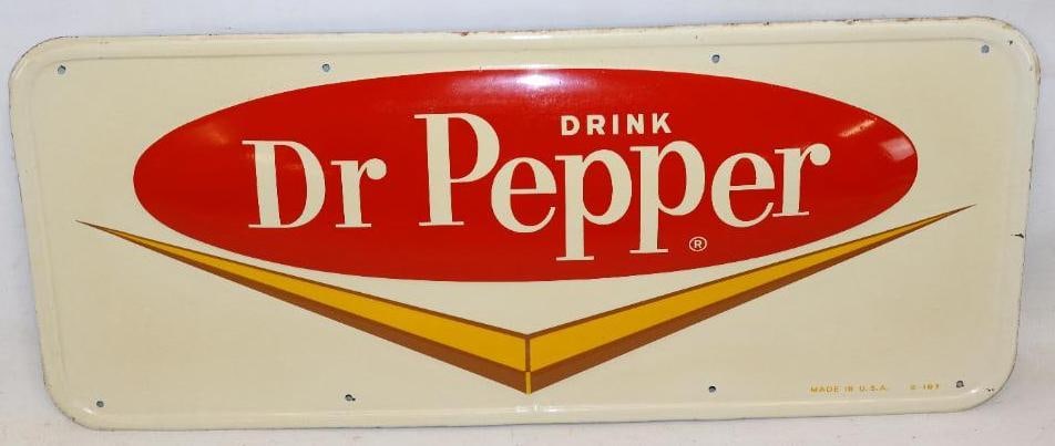 Drink Dr. Pepper Soda Embossed Metal Advertising Sign (1 of 6)