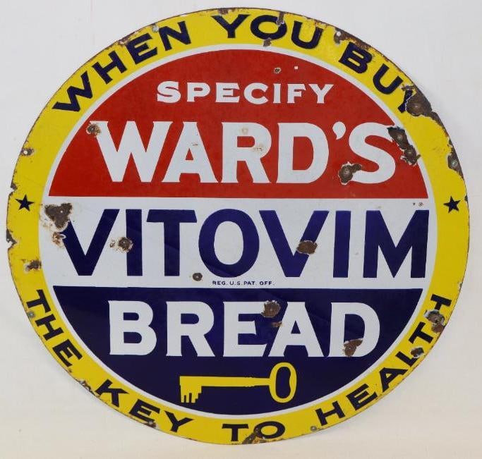 Ward's Vitovim Bread Porcelain Single Sided Advertising Sign (1 of 7)