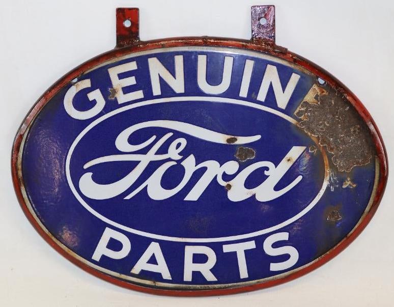 Genuine Ford Parts Double Sided Porcelain Dealership Sign (1 of 10)
