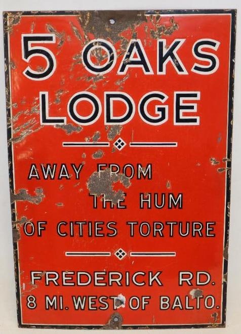 5 Oaks Lodge of Baltimore MD Porcelain Sign (1 of 5)