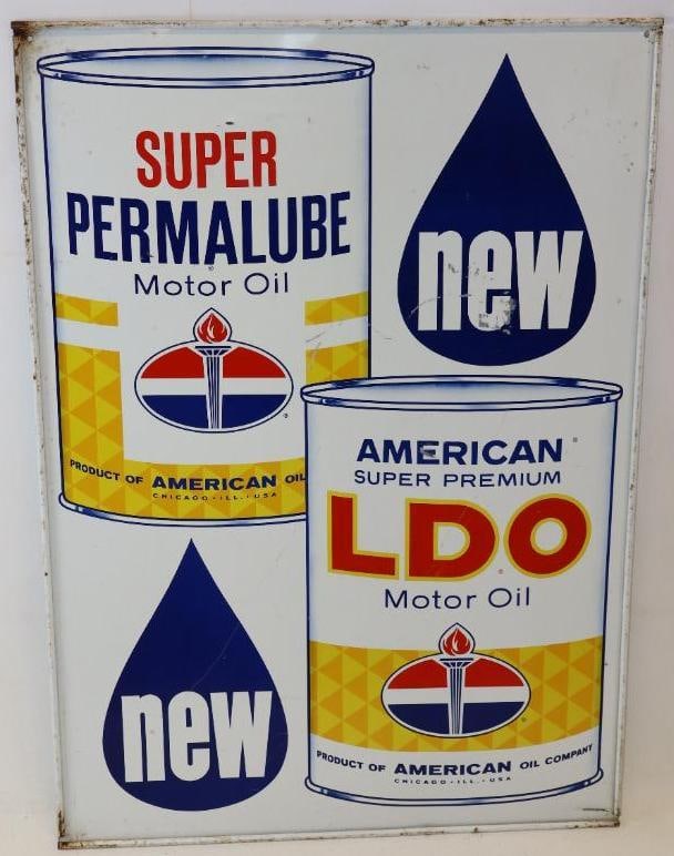 Amoco American Oil Company Double Sided Metal Sidewalk Sign (1 of 6)