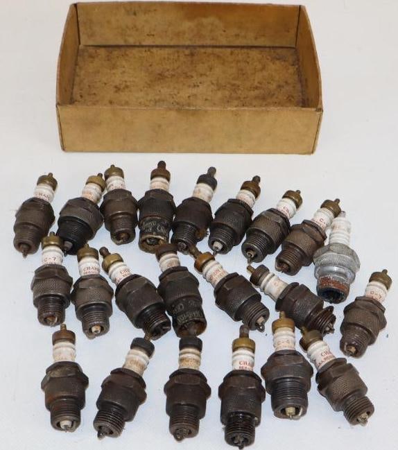Group of 22 Champion Spark Plugs: largest is 3" long