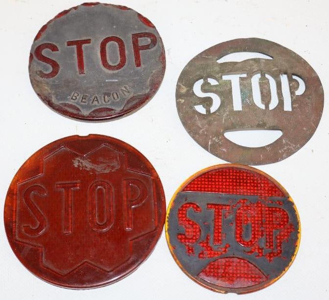 Group of 4 Glass And Brass Stop Embossed Tail light lens (1 of 2)