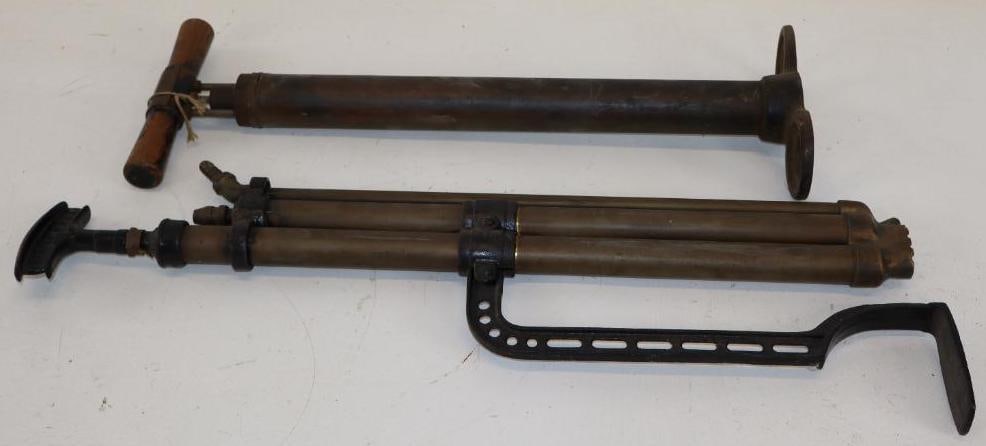 Group of 2 Early Automobile Brass Tire Inflator Pumps (1 of 4)