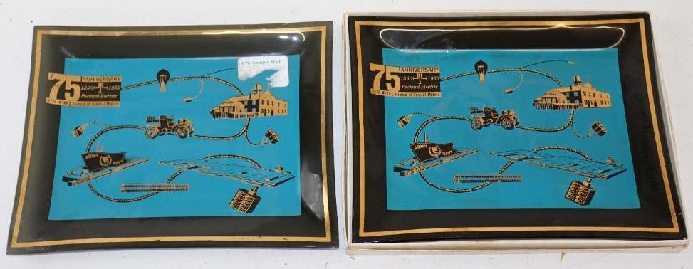 Group of 2 Seventy Five Year Anniversary Packard Electric GM Commemorative Glass Try: 7.25" x 9" x 1" there is one original box
