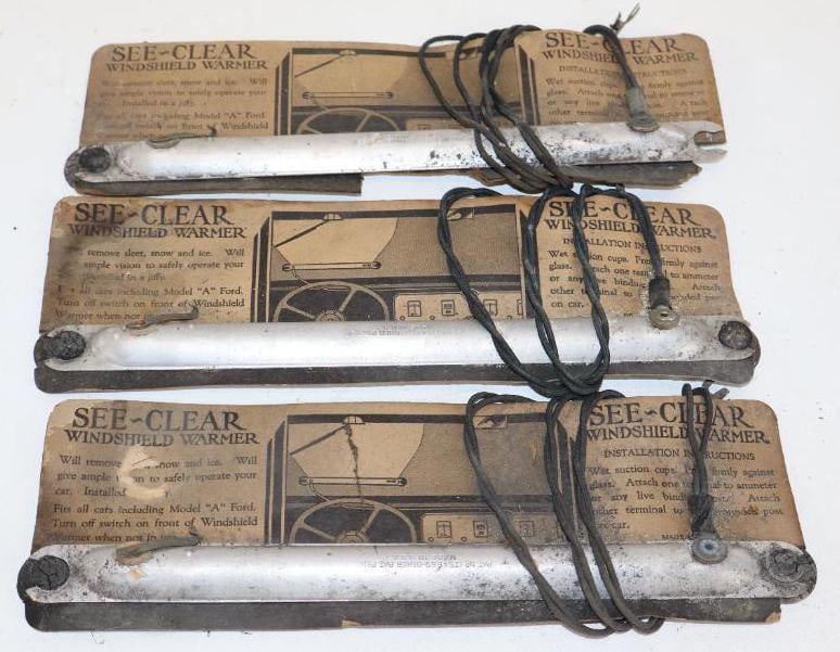 Group of 3 NOS See-Clear Windshield Warmer With Original Packaging: 11" x 4" each one package is missing a suction cup
