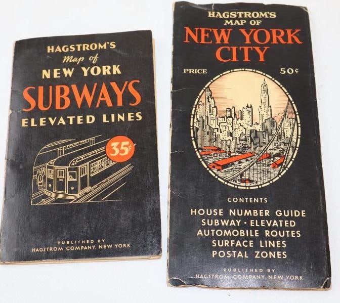Group of 2 1940's Hagstrom's  New York City Subway And Automobile Route Maps (1 of 2)