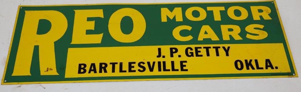 Reo Motor Car Embossed Desperate Sign Company Tin Tacker Sign (1 of 2)