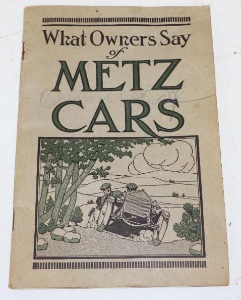 What Owners Say Of Metz Cars 1913 Book: 5" x 7.50" has pencil on 6 pages and back cover is cut