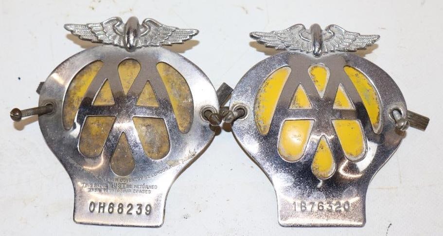 Group of 2 AA Radiator Emblem Badges: 3.75" x 4.25" each