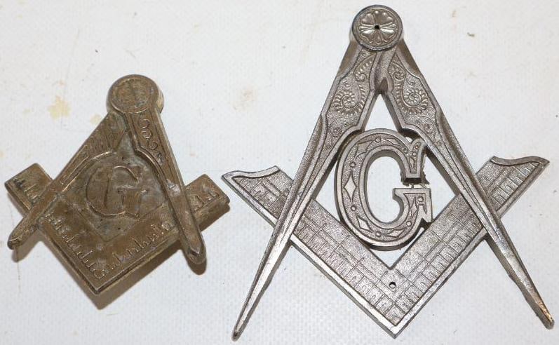 Group of 2 Free Mason Radiator Badges (1 of 2)