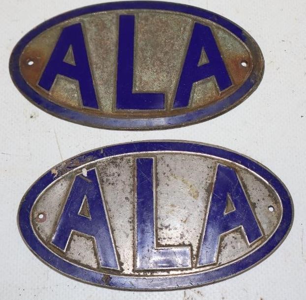 Group of 2 ALA Cloisonne Radiator Emblem Badges: 4" x 2.25" each