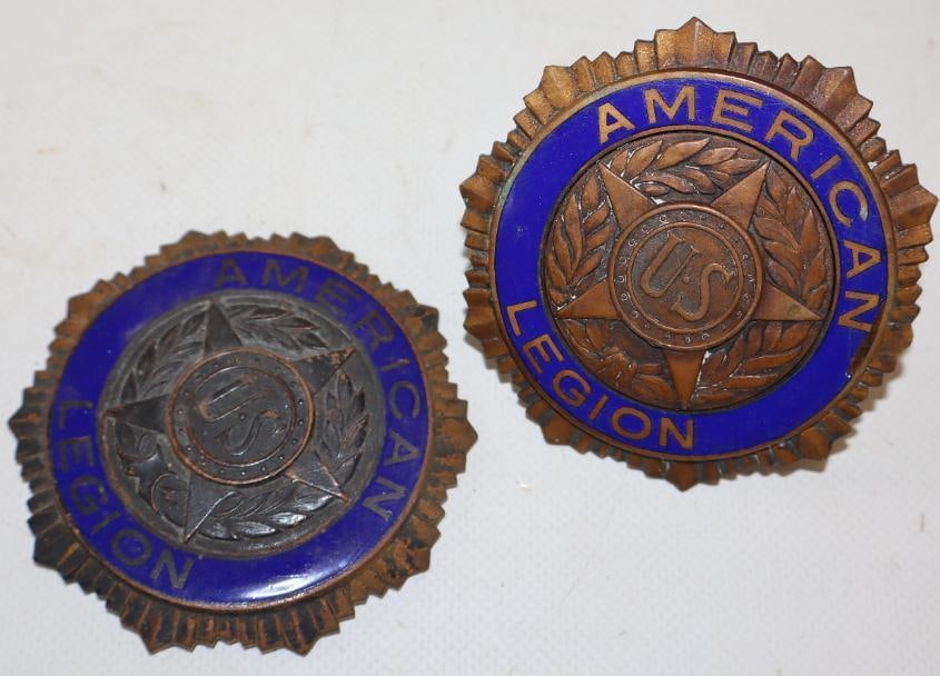 Group of 2 Brass And Cloisonne US American Legion Radiator Emblem Badges (1 of 2)
