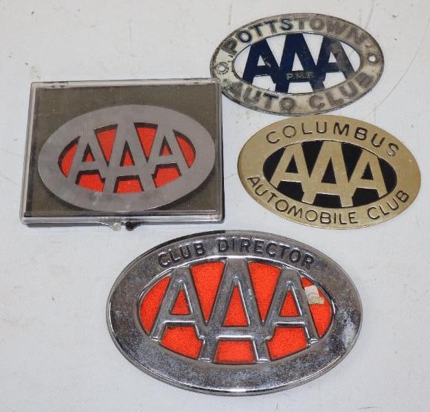 Group of 4 AAA Ohio And PA Radiator Badges: largest is 5.75" x 4"