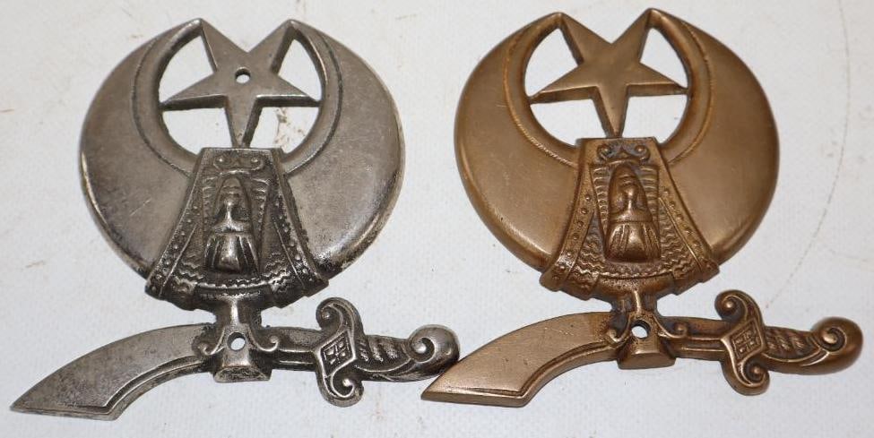 Group of 2 Masonic Shriner Radiator Badges: 4" x 4" each