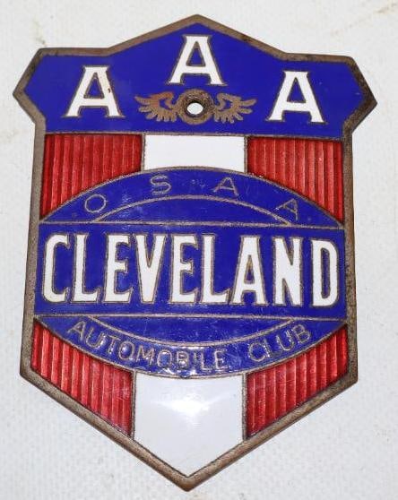 Cloisonne AAA Cleveland Shield Shaped Radiator Badge: 3.25" x 4.25"
