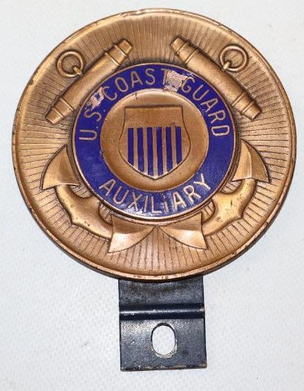 Cloisonne US Coast Guard Auxiliary License Plate Topper (1 of 2)