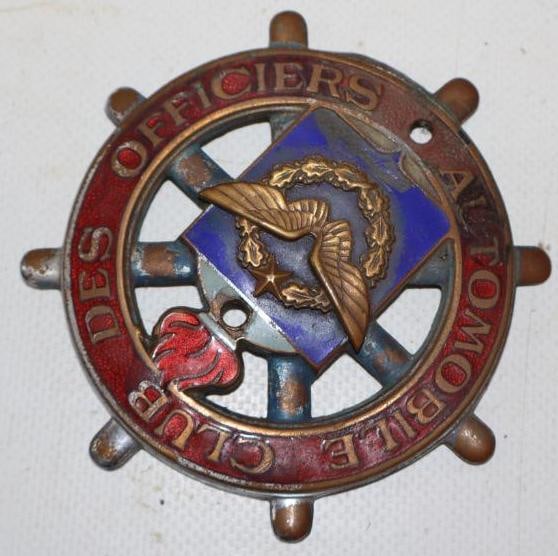Cloisonne Automobile Club Of Officers Radiator Emblem Badge: 3.50" diameter