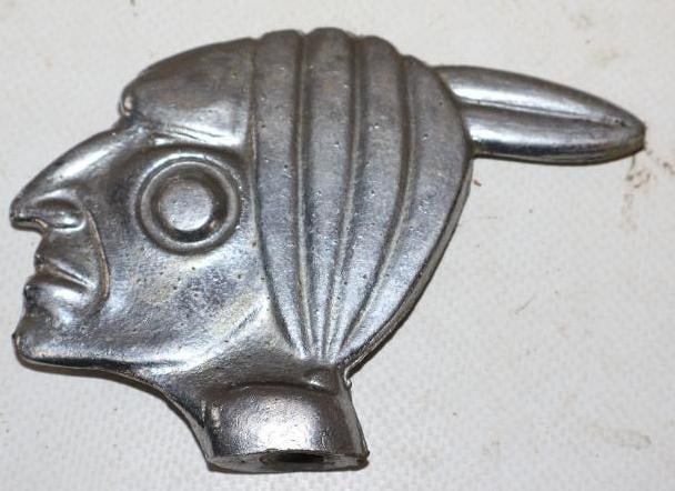 Indian Head Hood Ornament Radiator Mascot: 3.75" x 2.75"