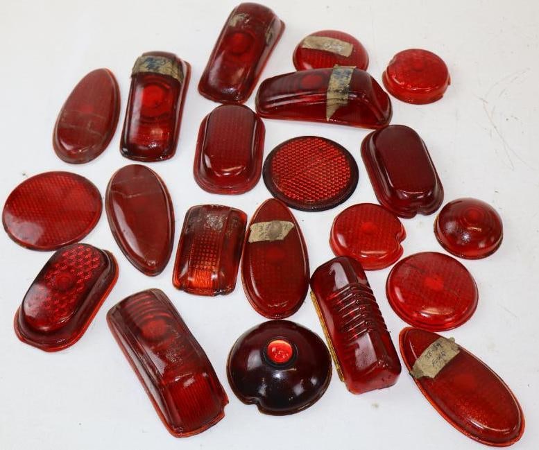 Group of 21 Red Automobile Glass Tail Light Lenses (1 of 5)