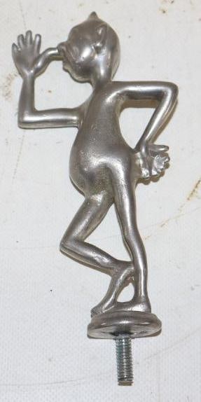 Devil Thumbing Nose on Radiator Cap Hood Ornament Mascot (1 of 2)