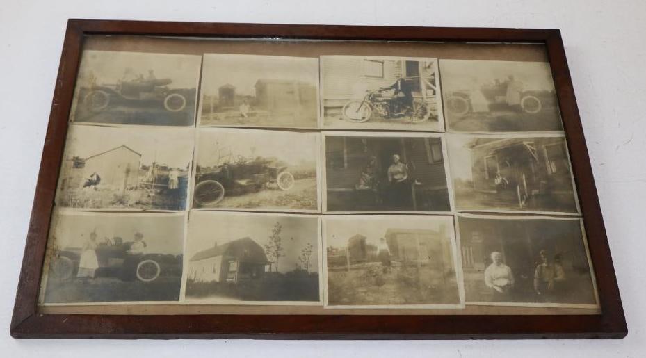 Group of 12 Framed Early Automobile, Motorcycle And Farm Pictures (1 of 6)