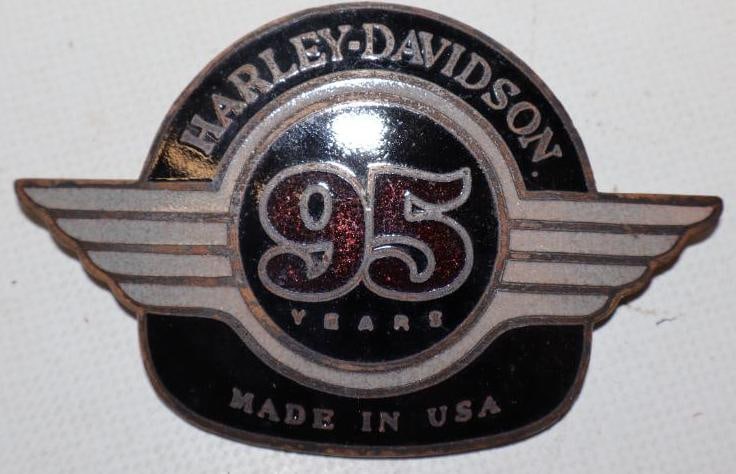 Cloisonne Harley Davidson 95th Anniversary Fender Emblem: 3.75" x 2.25"