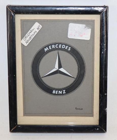 Mercedes Benz Framed Advertising Art: 6.75" x 8.75"