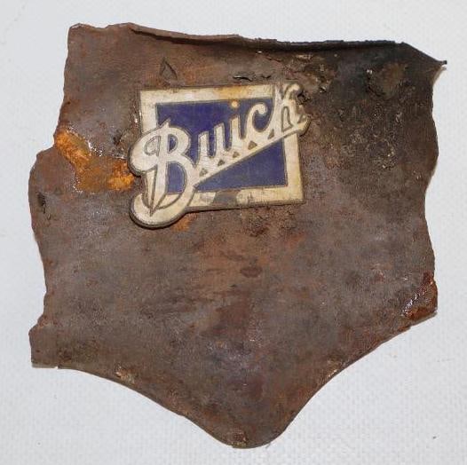 1920's Buick Motor Car Co Cloisonne Radiator Badge: badge measures 1.75" x 1.25" still mounted to a piece of metal