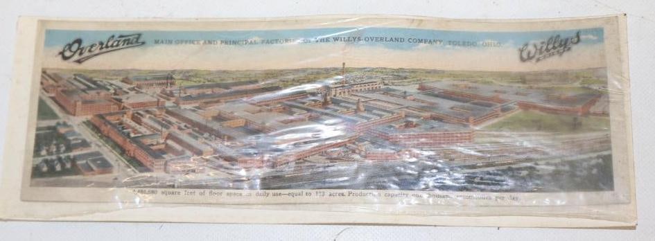 Willys Knight Overland Motor Car Co Toledo Factory Post Card: 11.50" x 3.75"
