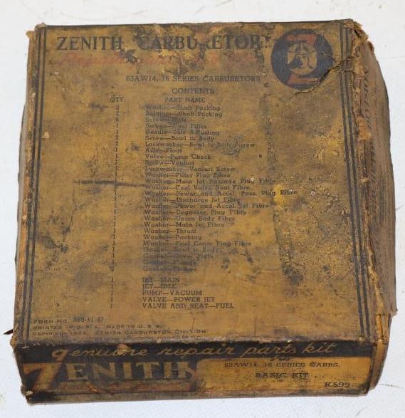 Zenith Carburetor Rebuild Kit In Original Box: 5.75" x 5.75" x 1.75