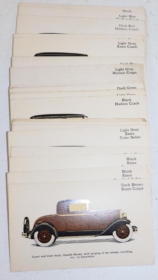 Group of 33 1920's Hudson And Essex Automobile Index Size Cards: 5"x 3" some have receipts on back side